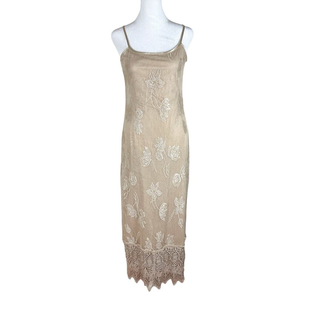 Cache Vintage Nocturn Lace Embroidered Dress Duster Set Beige Formal Size PS - Picture 9 of 16